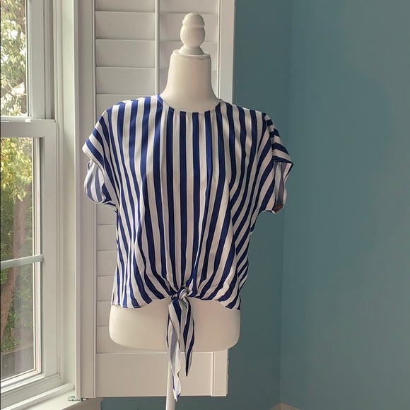 Cremieux Top- Size S- Blue and White Striped - Picture 3 of 5